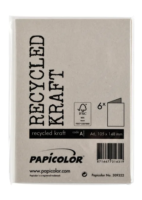Correspondentiekaart Papi dubbel A6 kraft grijs