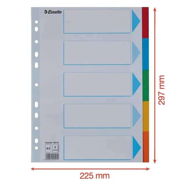 Tabbladen Esselte Stand A4 5dlg karton 11r ass