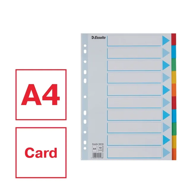 Tabbladen Esselte Stand A4 10dlg karton 11r ass