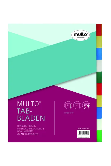 Tabbladen Multo A4 23r PP 10dlg ass