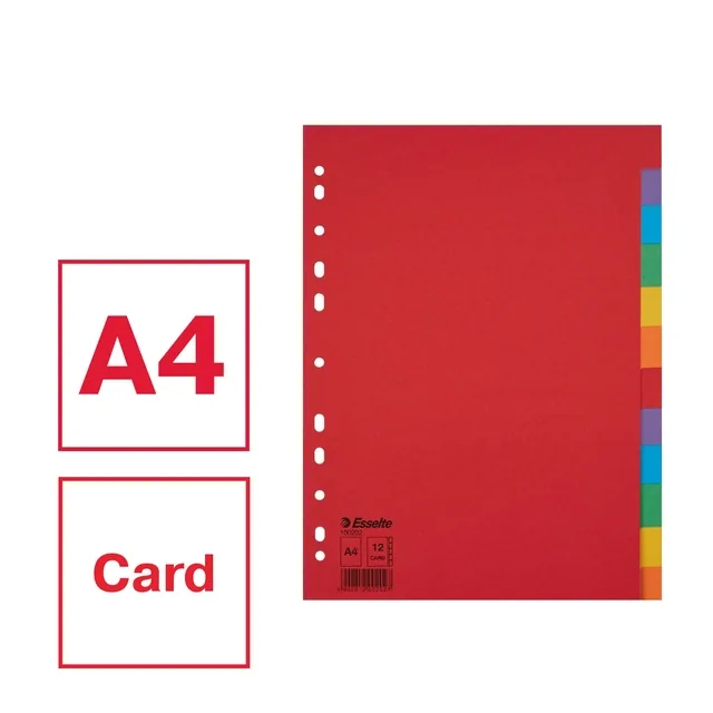 Tabbladen Esselte Economy A4 12dlg karton 11r ass