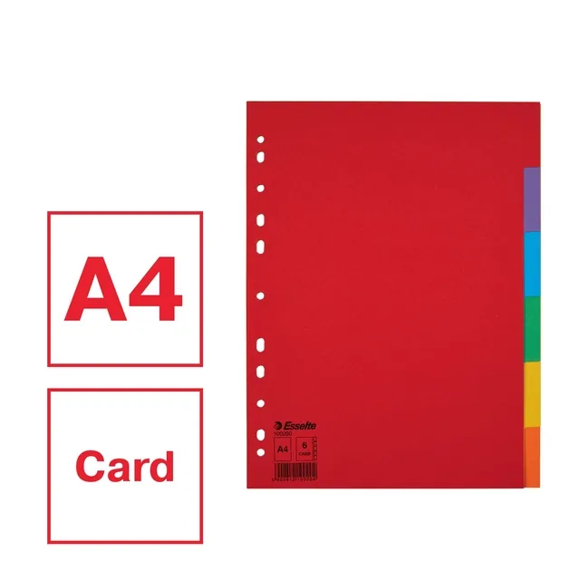 Tabbladen Esselte Economy A4 6dlg  karton 11r ass