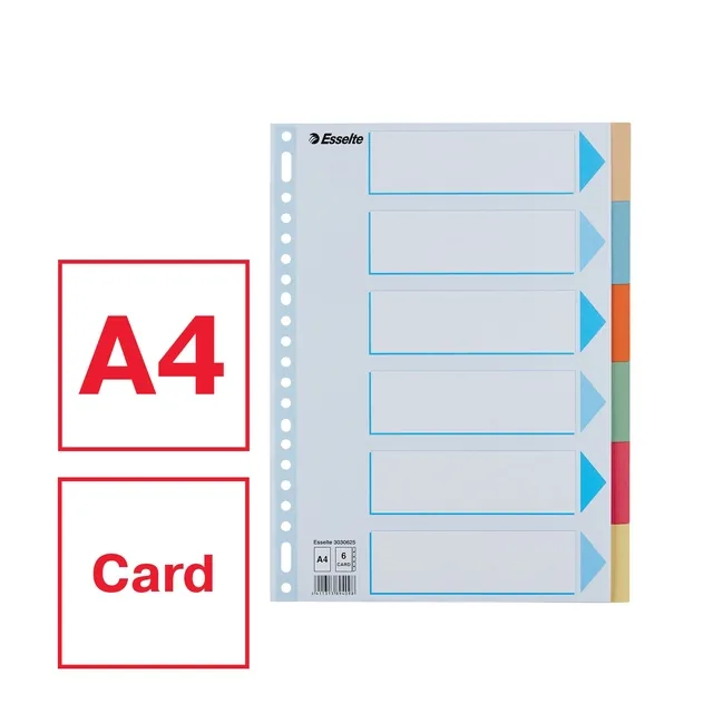 Tabbladen Esselte premium A4 6dlg karton 23r ass