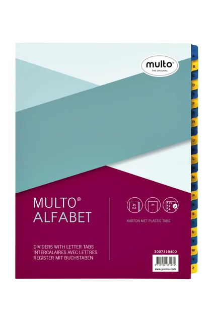 Tabblad Multo A4 23r 24dlg AZ bl gl karton 170gr