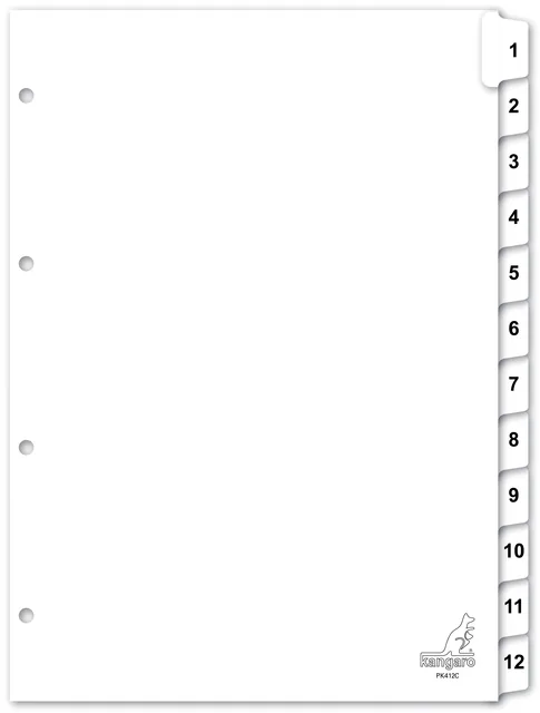 Tabblad Kangaro 4r PK412C nr 1 12 wit karton