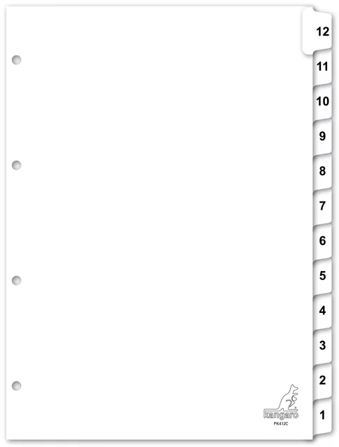 Tabblad Kangaro 4r PK412C nr 1 12 wit karton