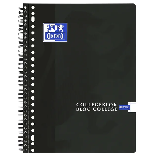 Collegeblk Oxf School A4+ ln 23gaats 160pag zwart