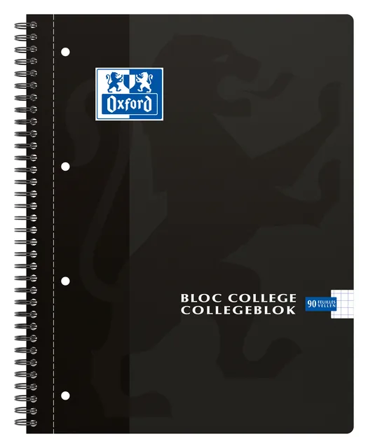 Collegeblk Oxf A4+ rt 5mm 4gaats 180pag 80gr zwart