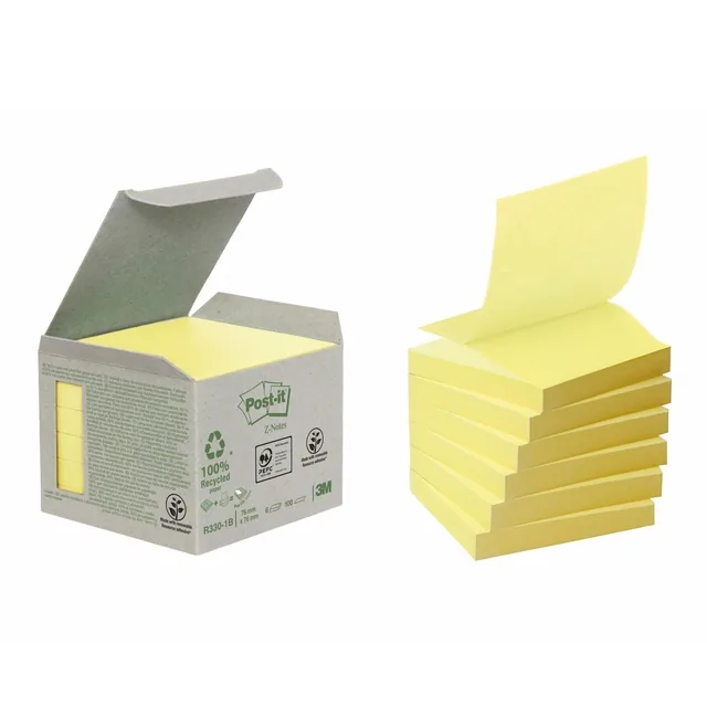 Memoblok Post-it Z-Note R3301B recycled 76x76mm gl