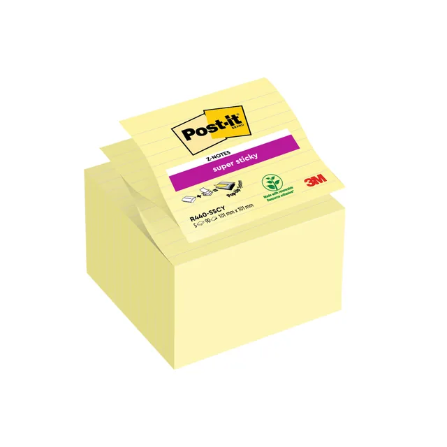 Memoblok Post-it Z-Notes S440 Super Sticky geel