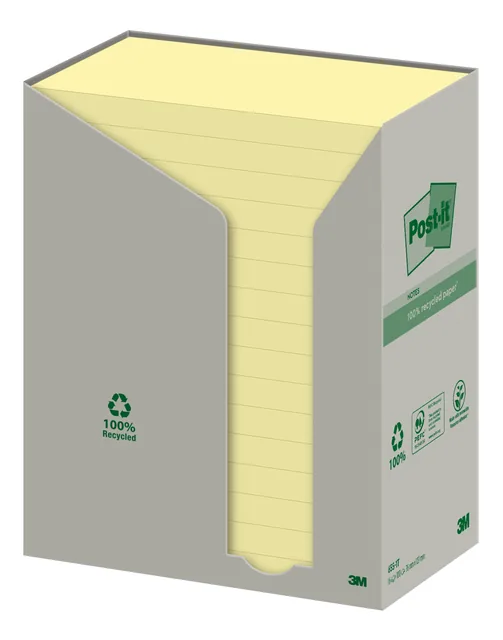 Memoblok Post-it 655 76x127mm recycled geel