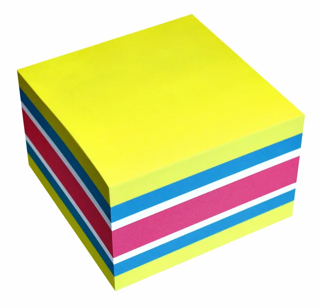 Memoblok info notes kubus 75x75mm 450 vel neon ass