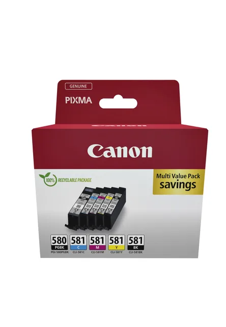 Inktcartridge Canon PGI-580 CLI-581 2x zw + 3 kl