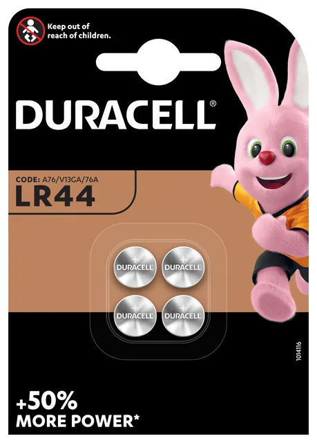 Batterij Duracell LR44 alkaline 4pack