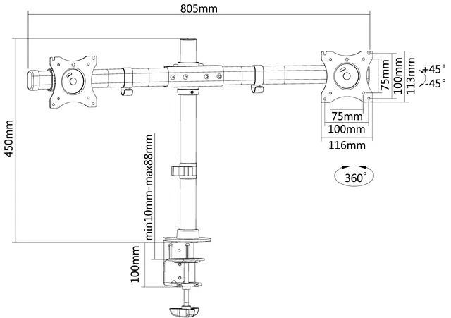 Monitorarm Neomounts DCB100 10 27 inch zwart