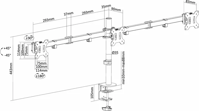 Monitorarm Neomounts D550D3 10 27 inch zwart