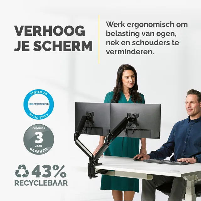Monitorarm Fellowes Platinum Series dubbel hor