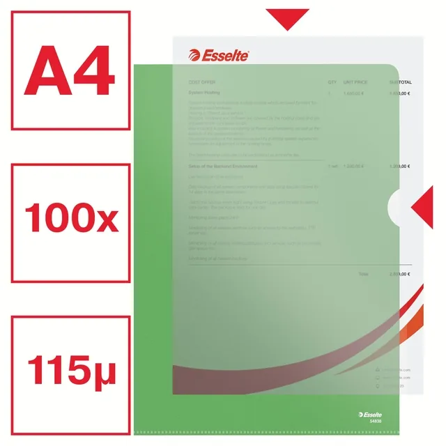 L-map Esselte standaard A4 0.11mm PP groen