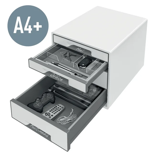 Ladenblok Leitz WOW CUBE A4 maxi 4 laden wit/grijs