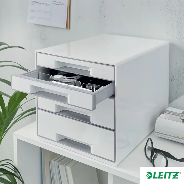 Ladenblok Leitz WOW CUBE A4 maxi 4 laden wit/grijs