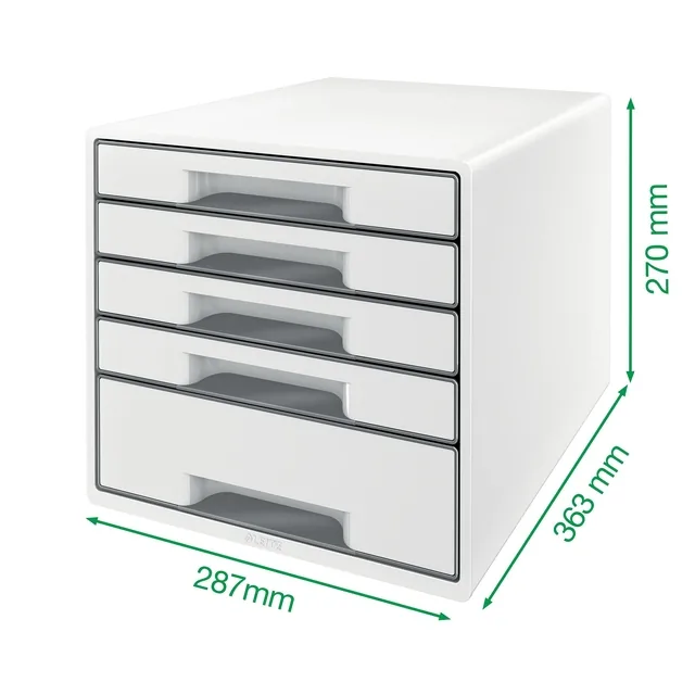 Ladenblok Leitz WOW CUBE A4 maxi 5 laden wit/grijs