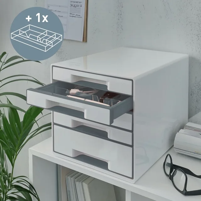 Ladenblok Leitz WOW CUBE A4 maxi 5 laden wit/grijs