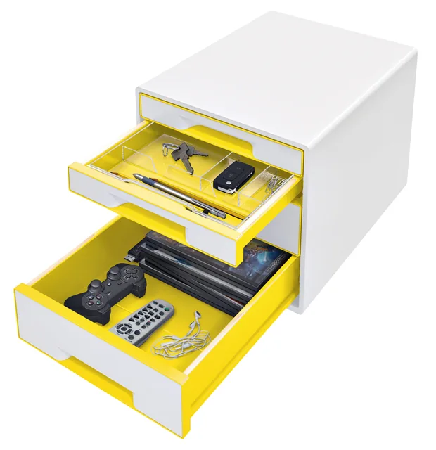 Ladenblok Leitz WOW 4 laden wit/geel