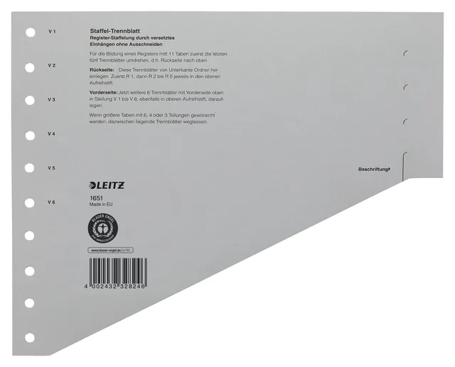 SCHEIDINGSBLADEN LEITZ 1651 KARTON A4 200GR GRIJS