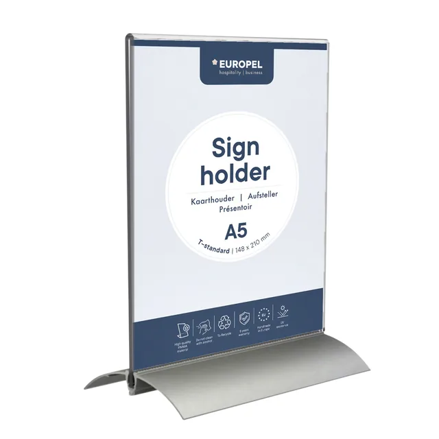 Kaarthouder Europel A5 T-standaard acryl alu