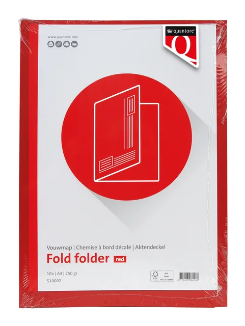 Vouwmap Quantore A4 ongelijke zijde 320gr rood