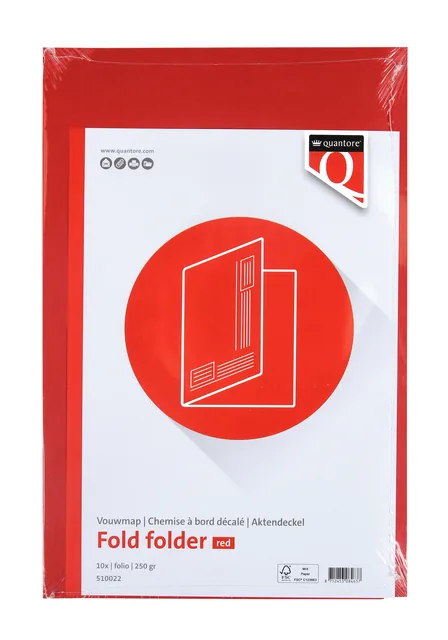 Vouwmap Quantore fo ongelijke zijde 320gr rood