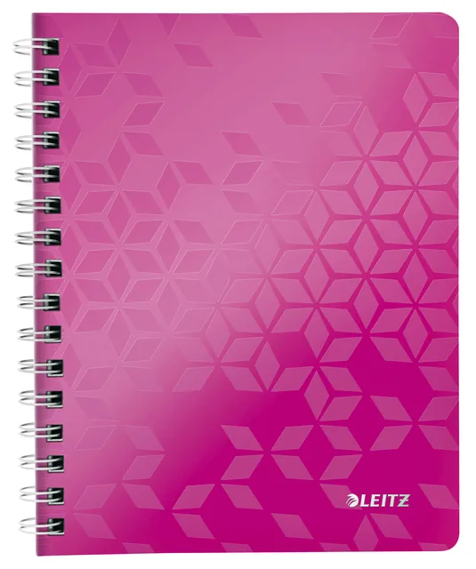 Notitieboek Leitz WOW A5 spiraal 160pg lijn roze