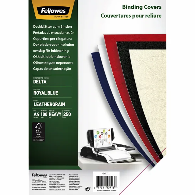 Voorblad Fellowes A4 lederlook royal blauw