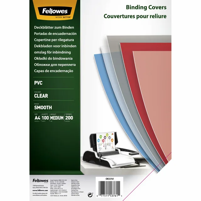 Voorblad Fellowes A4 PVC 200micron transparant