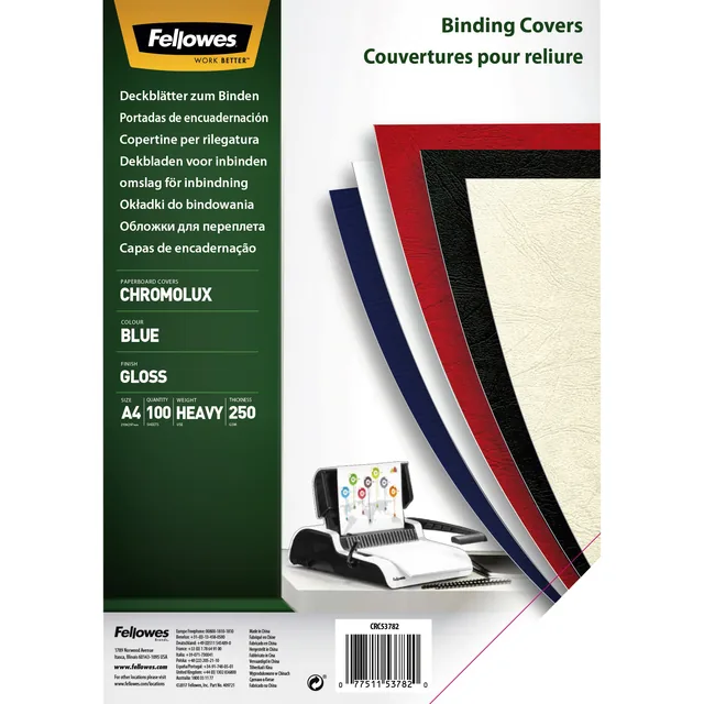 Voorblad Fellowes A4 Chromolux 250gr blauw