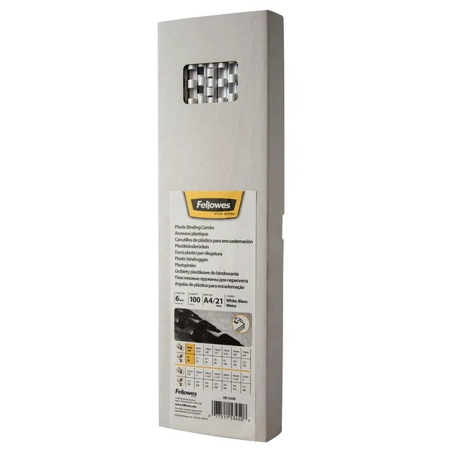 Bindrug Fellowes 6mm 21rings A4 wit