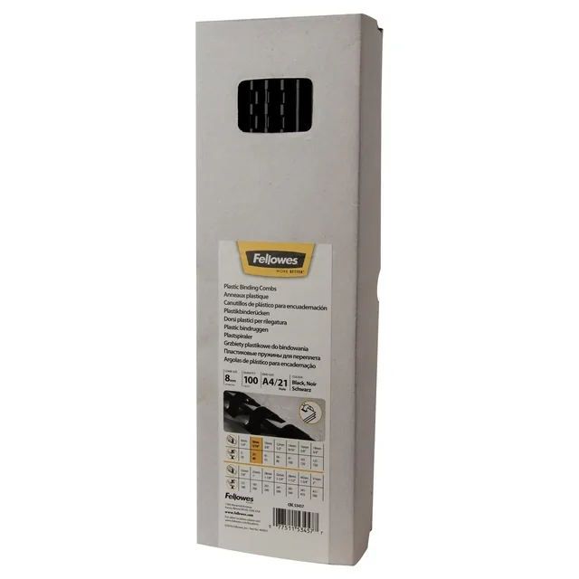 Bindrug Fellowes 8mm 21rings A4 zwart