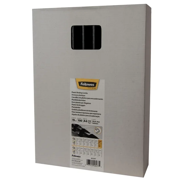 Bindrug Fellowes 19mm 21rings A4 zwart