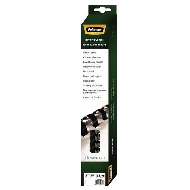 Bindrug Fellowes 8mm 21rings A4 zwart