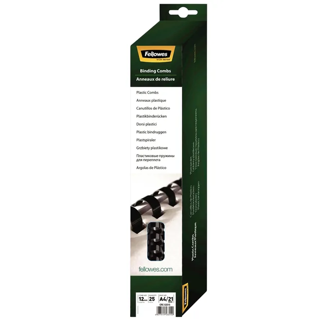 Bindrug Fellowes 12mm 21rings A4 zwart