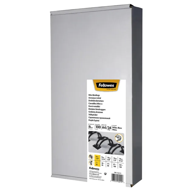 Draadrug Fellowes 6mm 34rings A4 wit