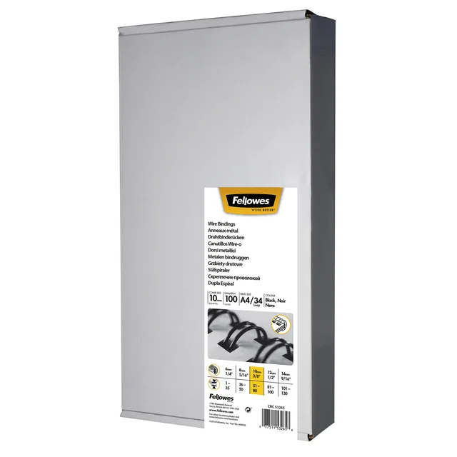 Draadrug Fellowes 10mm 34rings A4 zwart