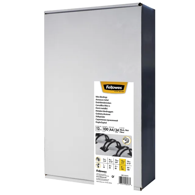 Draadrug Fellowes 12mm 34rings A4 zwart