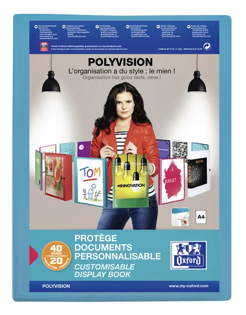 Showalbum Oxford Polyvision A4 20tas PP blauw