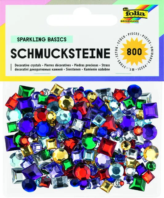 Glitter steentjes Folia 800stuks div kl en afm