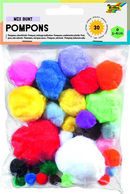Pompon Folia 30st diverse kleuren en afmetingen