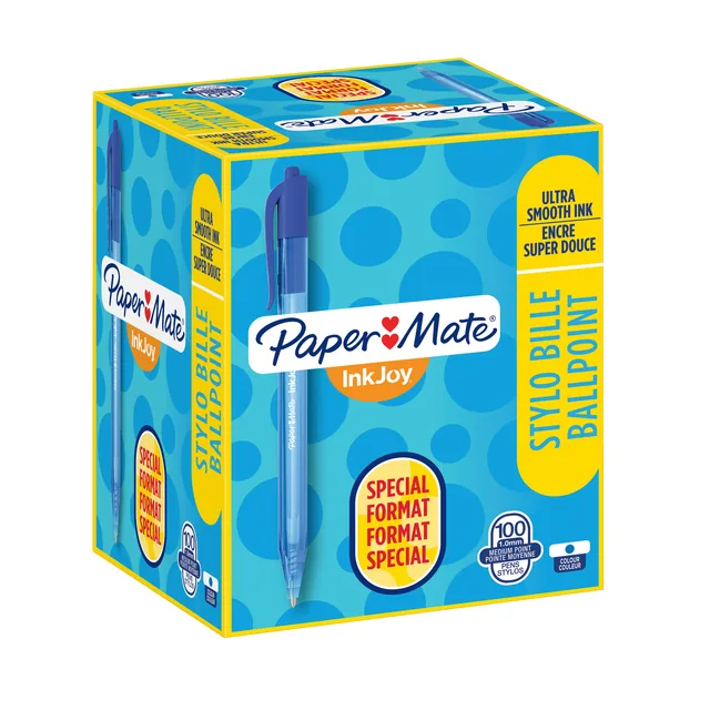 Balpen Papermate Inkjoy 100RT valuepack M blauw