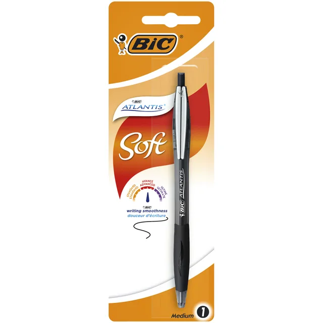 Balpen Bic Atlantis soft clic M zwart
