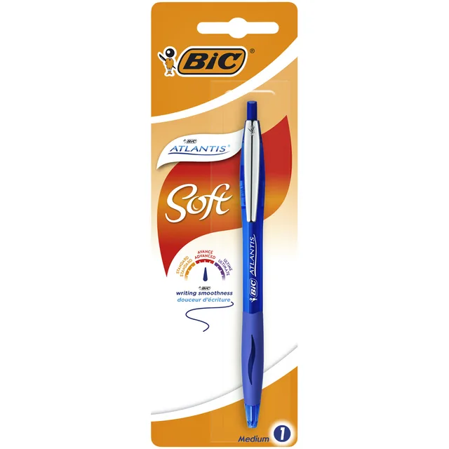 Balpen Bic Atlantis soft clic M blauw