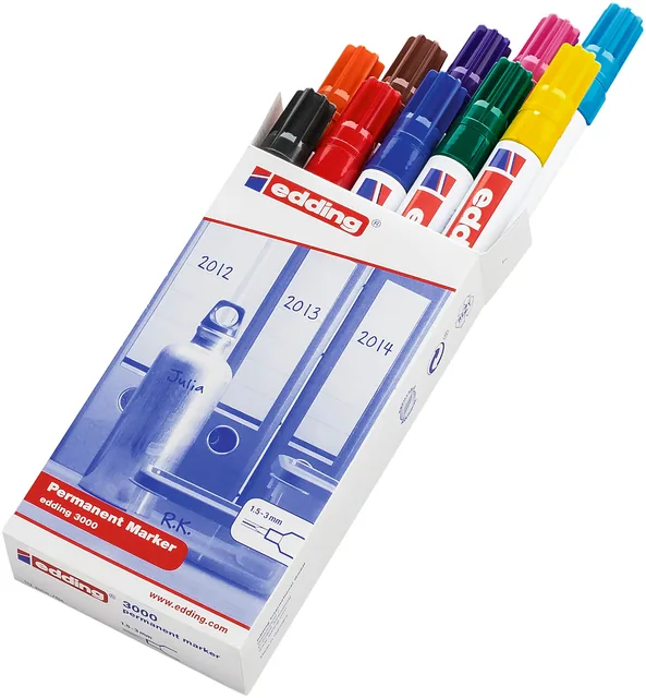Viltstift edding 3000 rond 1.5-3mm 10x assorti